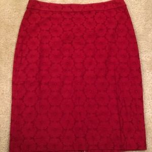 NWT J. Crew Factory Red Eyelet Pencil Skirt Size 4